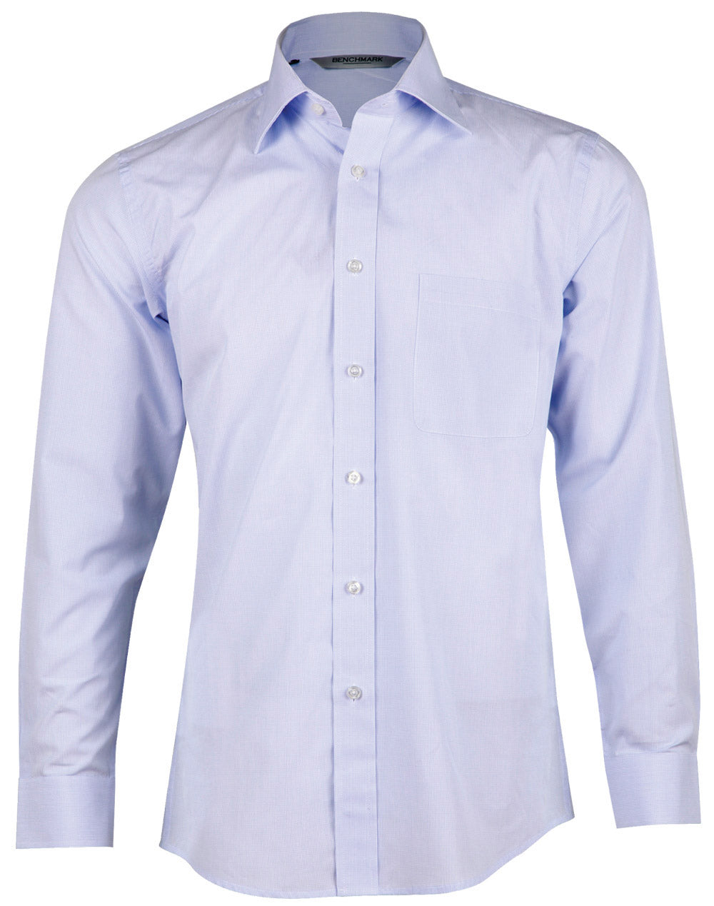 Men's Mini Check Premium Cotton Long Sleeve Shirt - Pale Blue