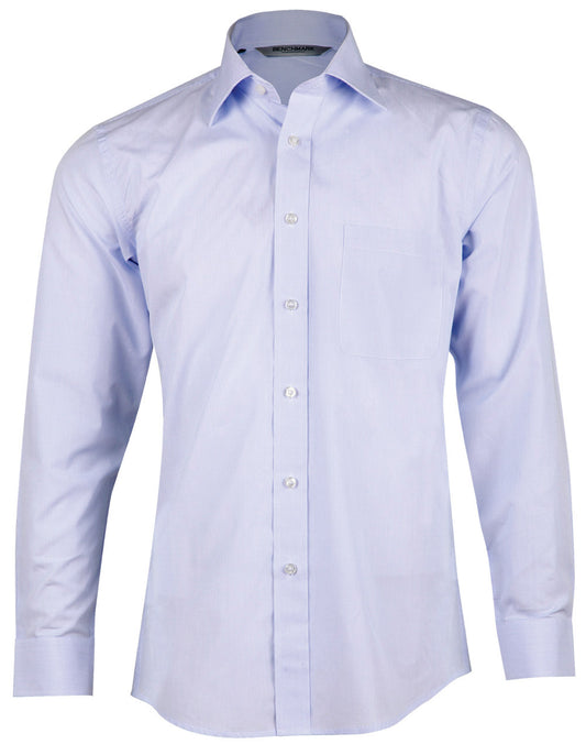 Men's Mini Check Premium Cotton Long Sleeve Shirt - Pale Blue