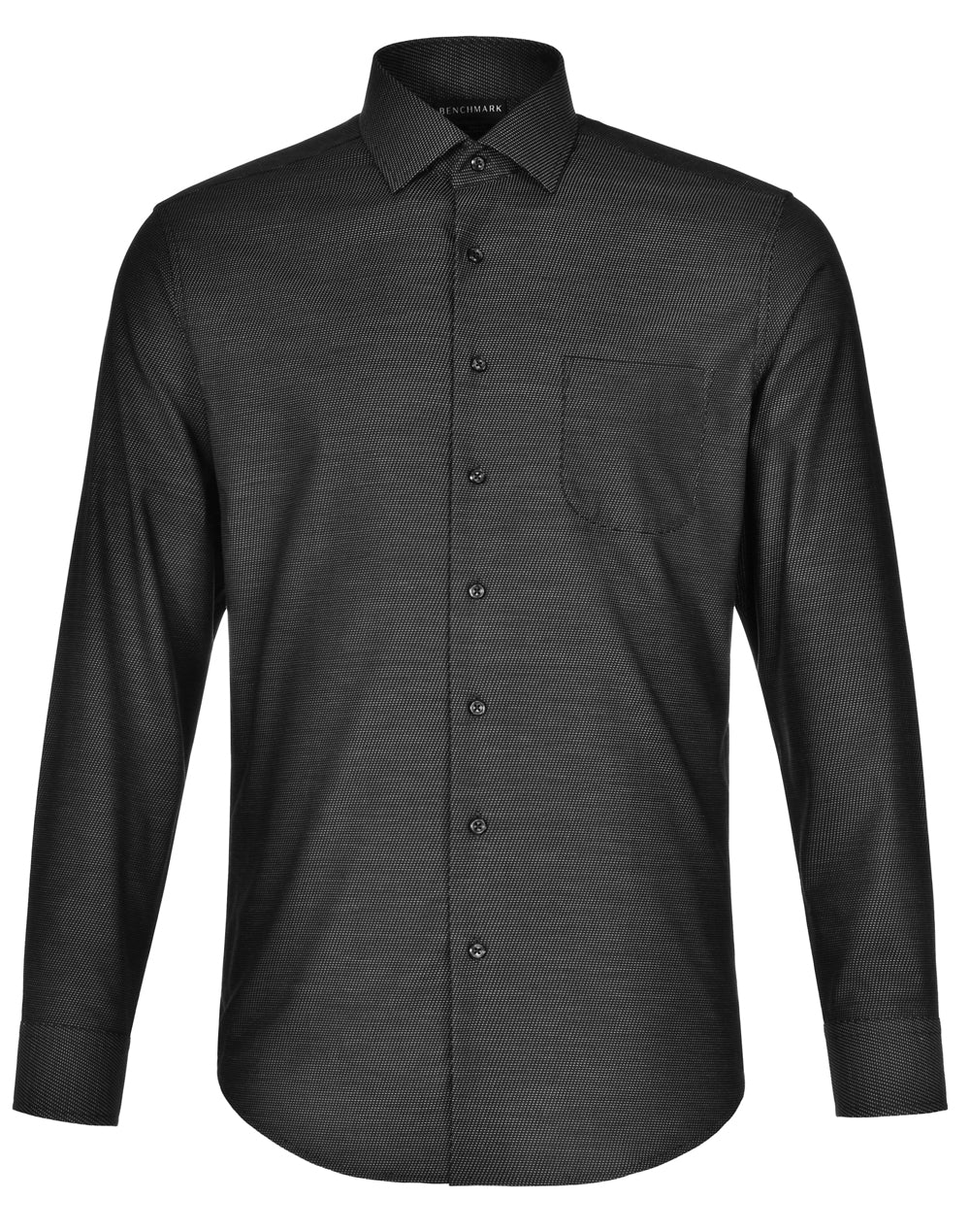 Men's Pin Dot Stretch L/S Shirt - Black