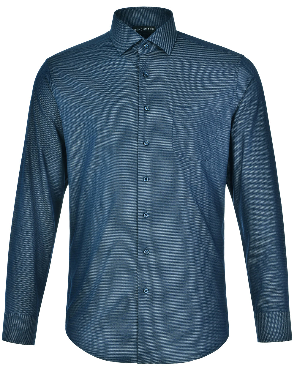 Men's Pin Dot Stretch L/S Shirt - Ocean Blue