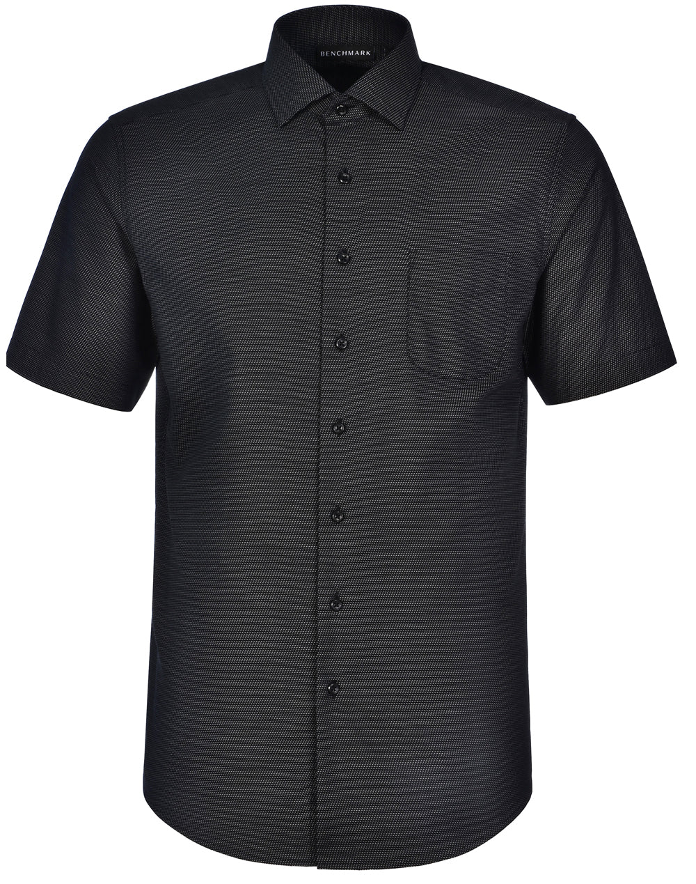 Men's Pin Dot Stretch S/S Shirt - Black
