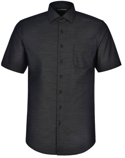 Men's Pin Dot Stretch S/S Shirt - Black