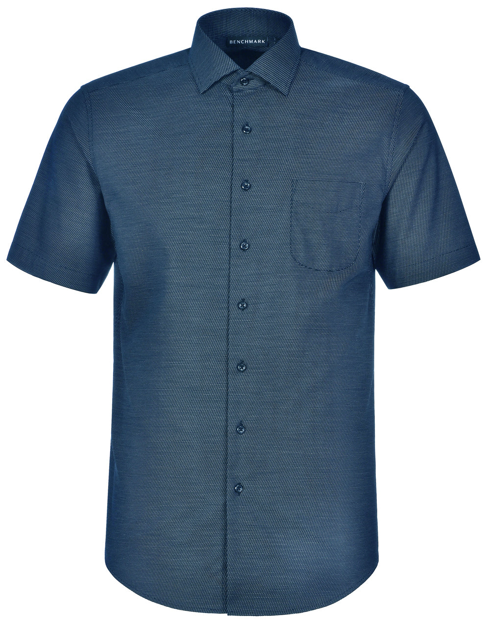 Men's Pin Dot Stretch S/S Shirt - Ocean Blue