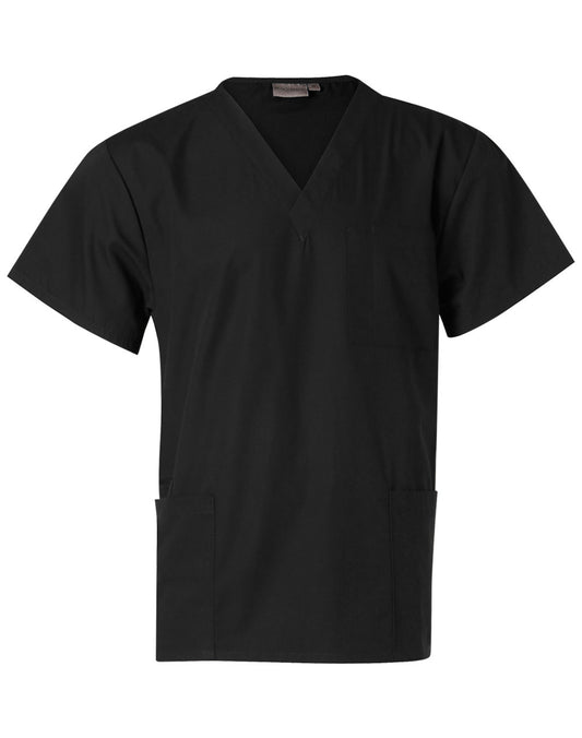 Unisex Scrubs Short Sleeve Tunic Top - Black