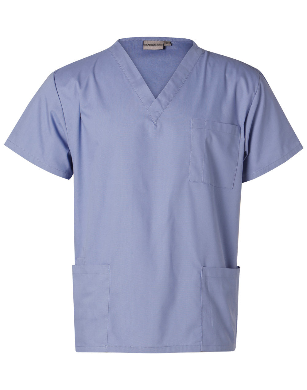 Unisex Scrubs Short Sleeve Tunic Top - Mid Blue