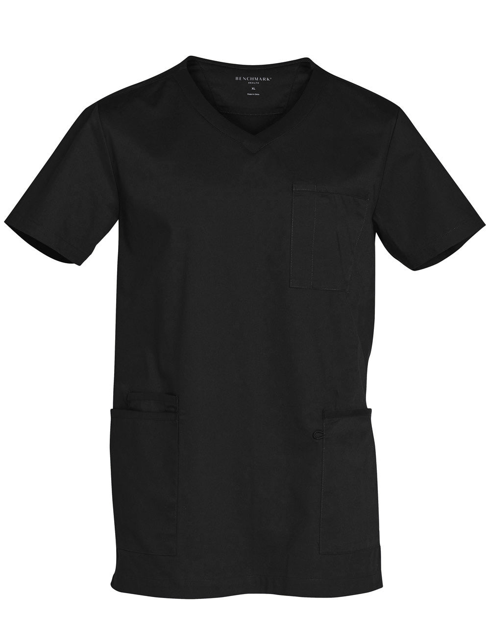 Men's Contrast Colour S/S Scrub Top - Black/Black