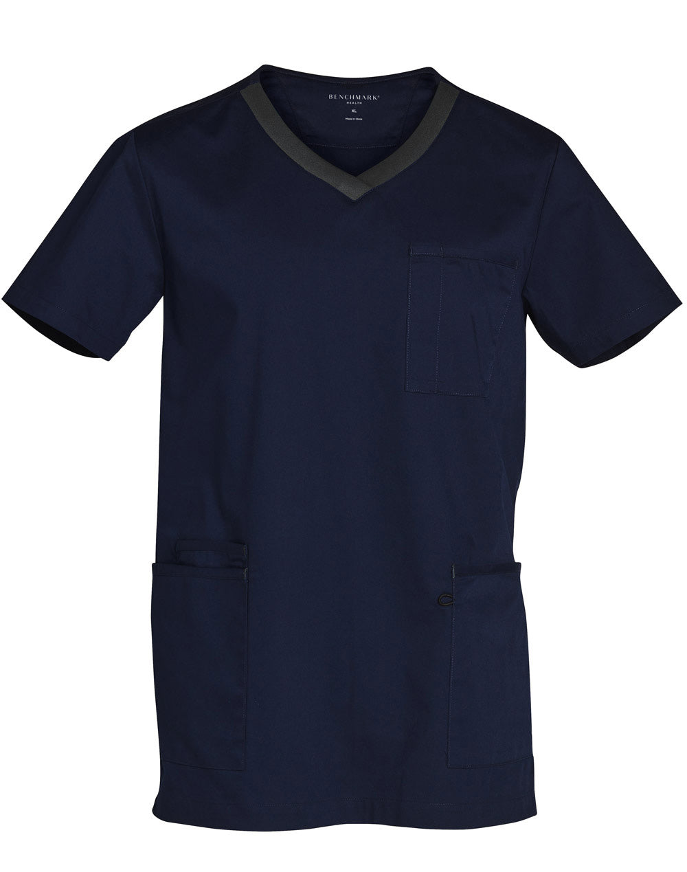 Men's Contrast Colour S/S Scrub Top - Navy/Charcoal