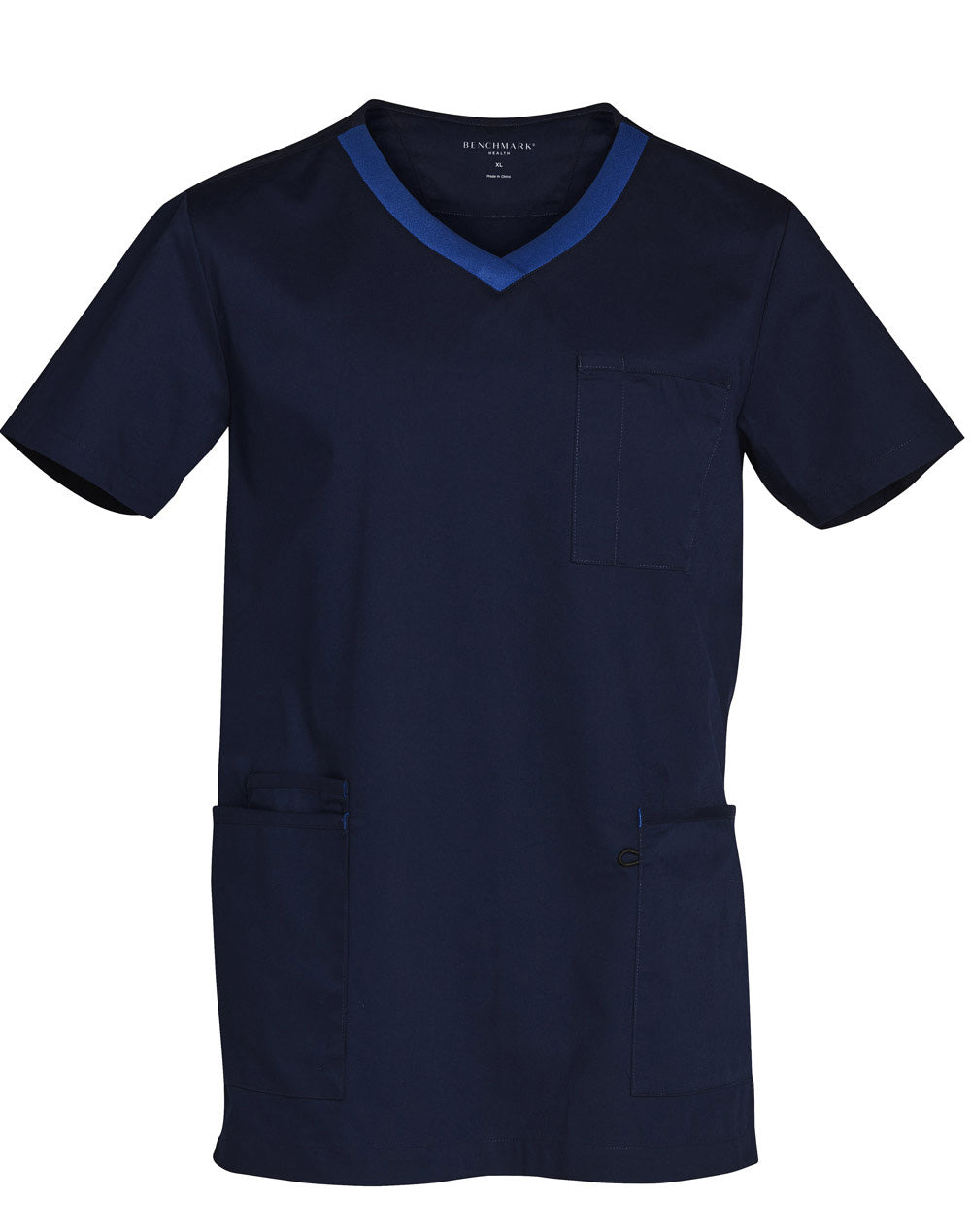 Men's Contrast Colour S/S Scrub Top - Navy/Royal