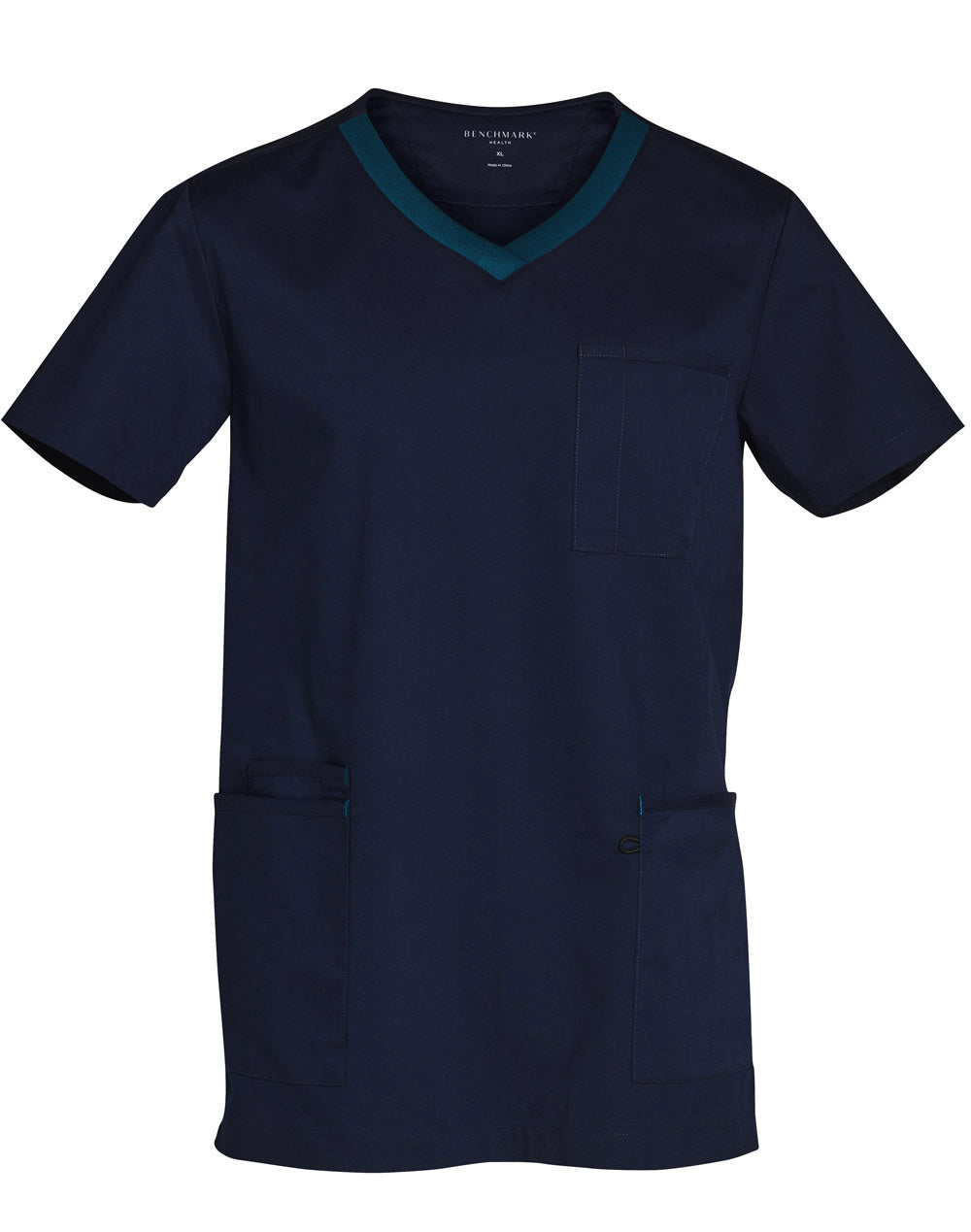 Men's Contrast Colour S/S Scrub Top - Navy/Teal