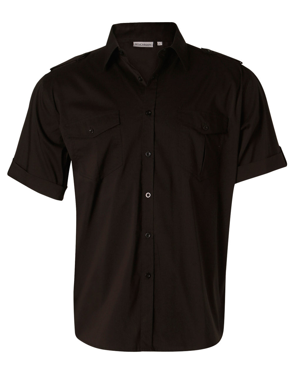 Men's Short Sleeve Military Shirt - Black