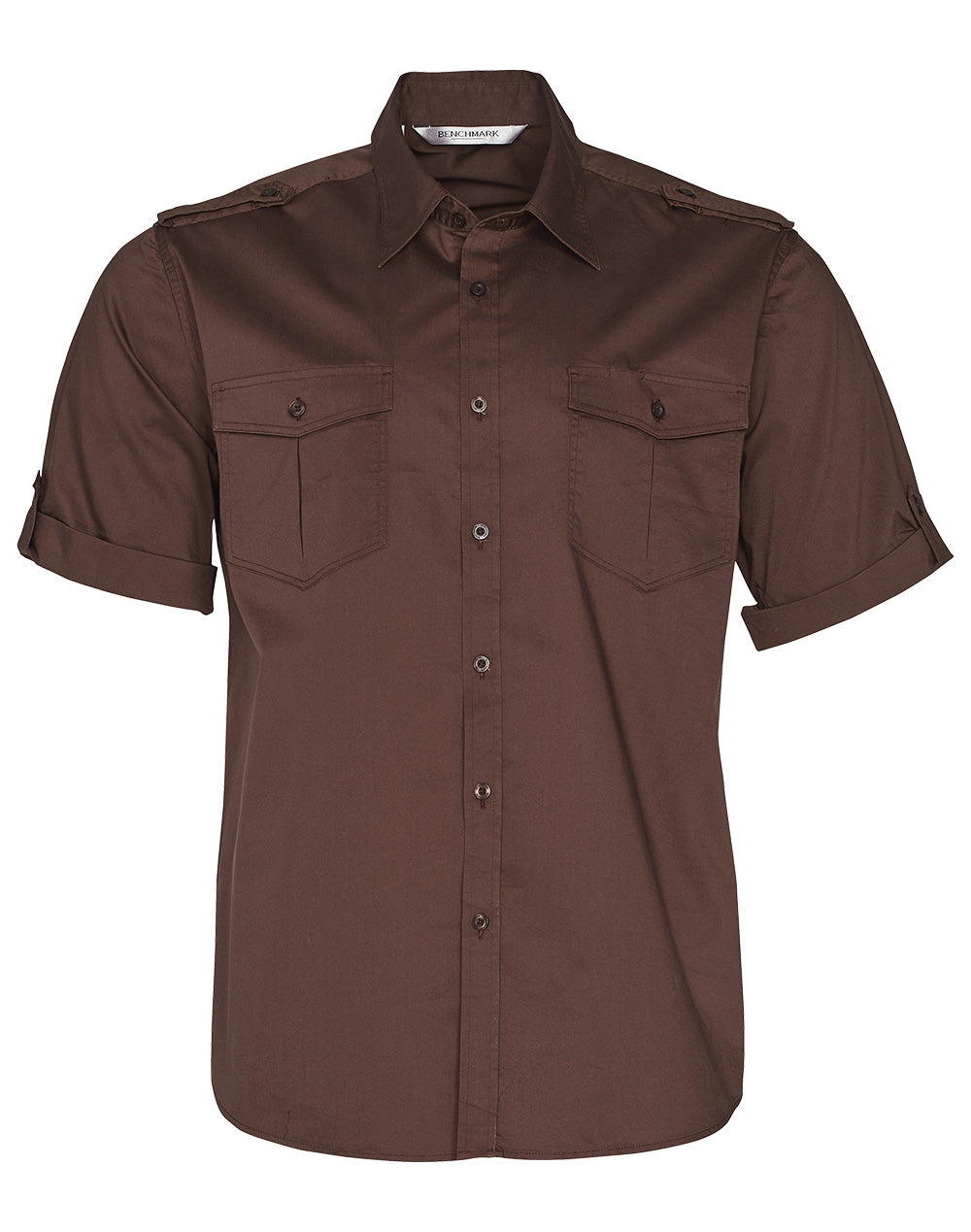 Men's Short Sleeve Military Shirt - Mocha