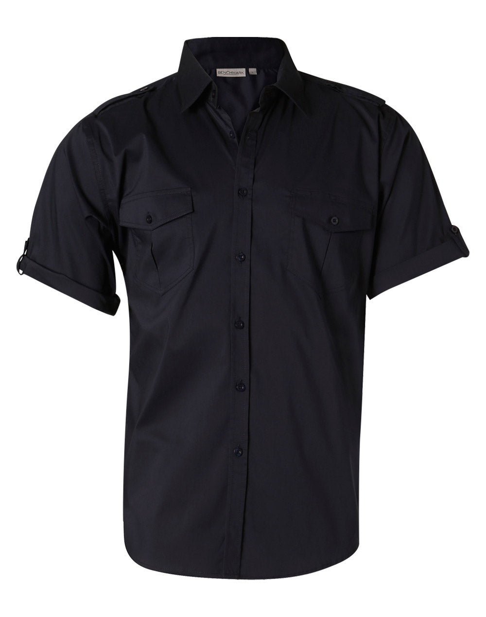 Men's Short Sleeve Military Shirt - Navy