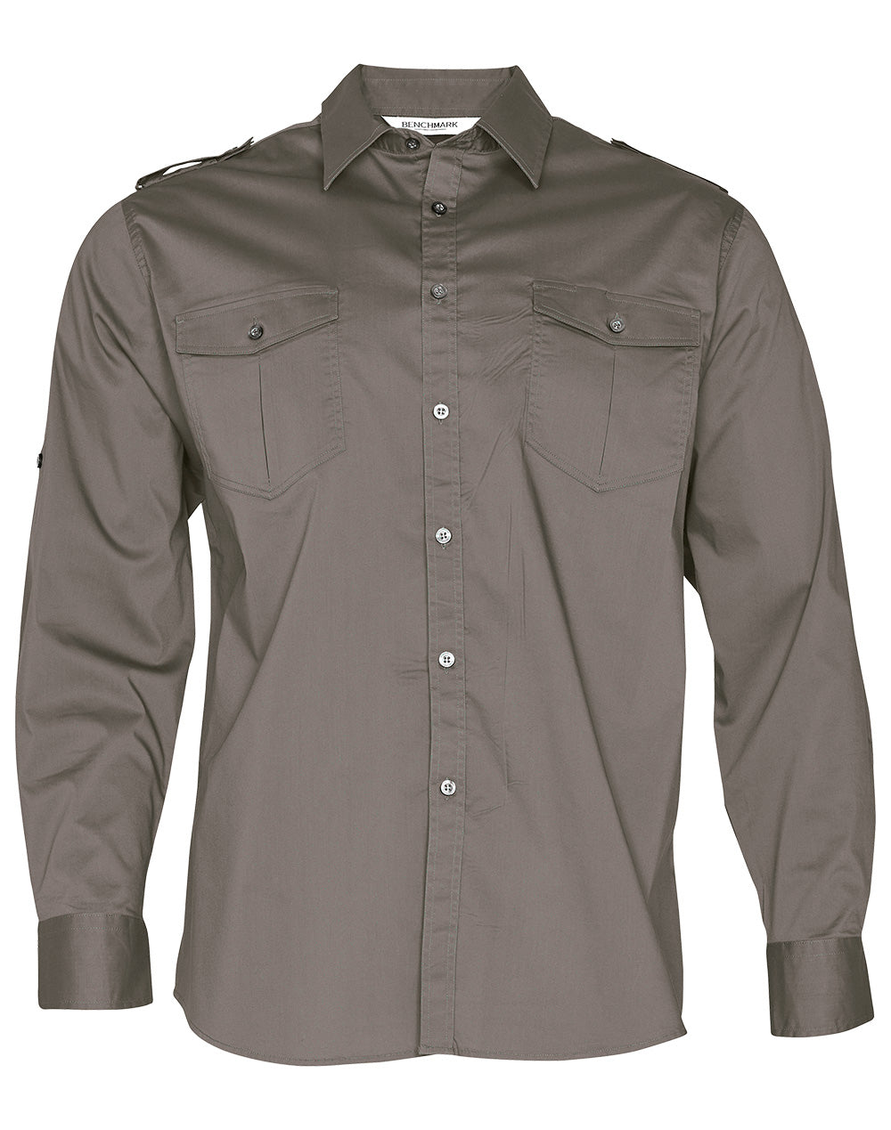 Men's Long Sleeve Military Shirt - Khaki