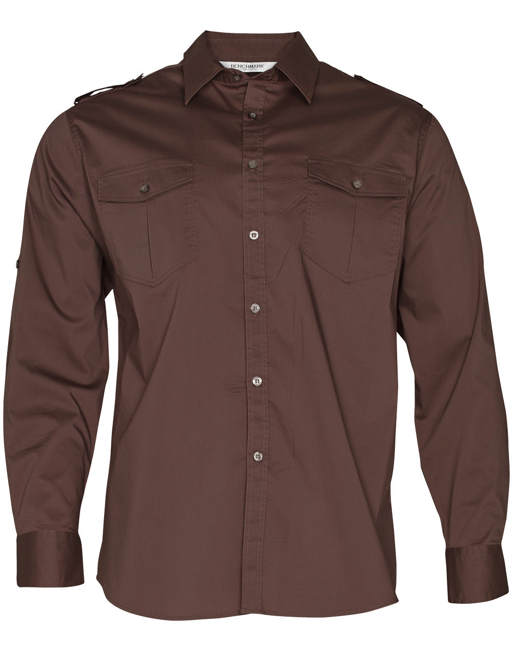 Men's Long Sleeve Military Shirt - Mocha