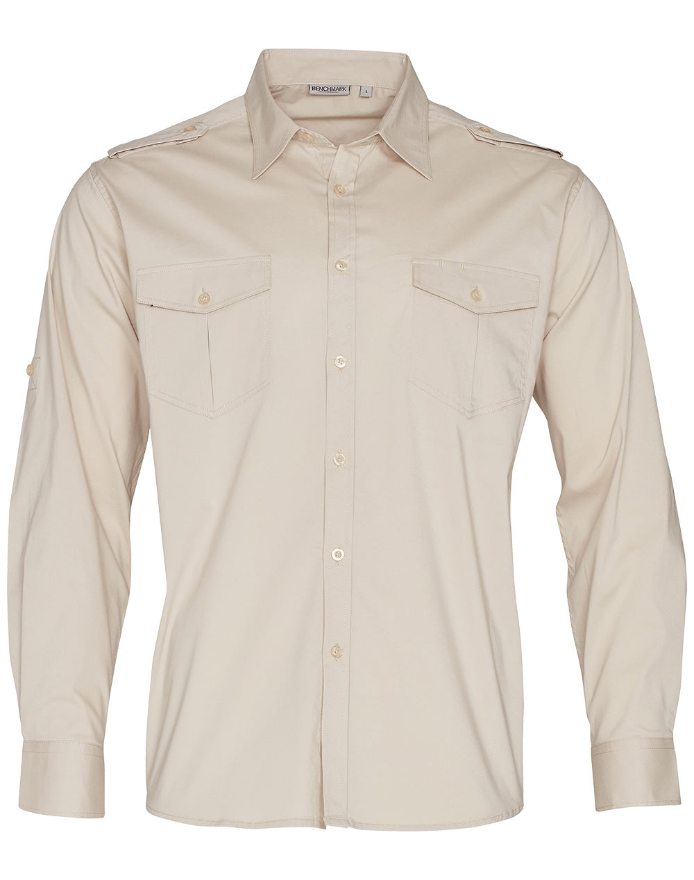 Men's Long Sleeve Military Shirt - Sand