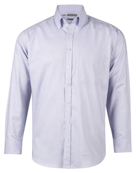 Men's Dot Contrast Long Sleeve Shirt - White/Blue Dot