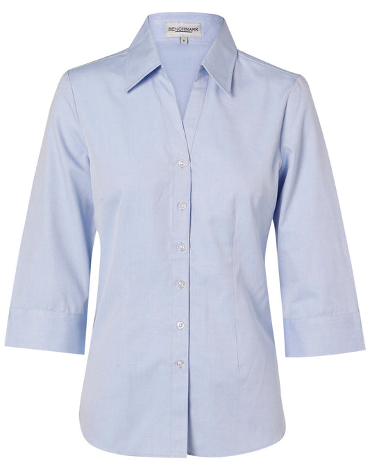 Women's Fine Chambray 3/4 Sleeve Shirt - Blue