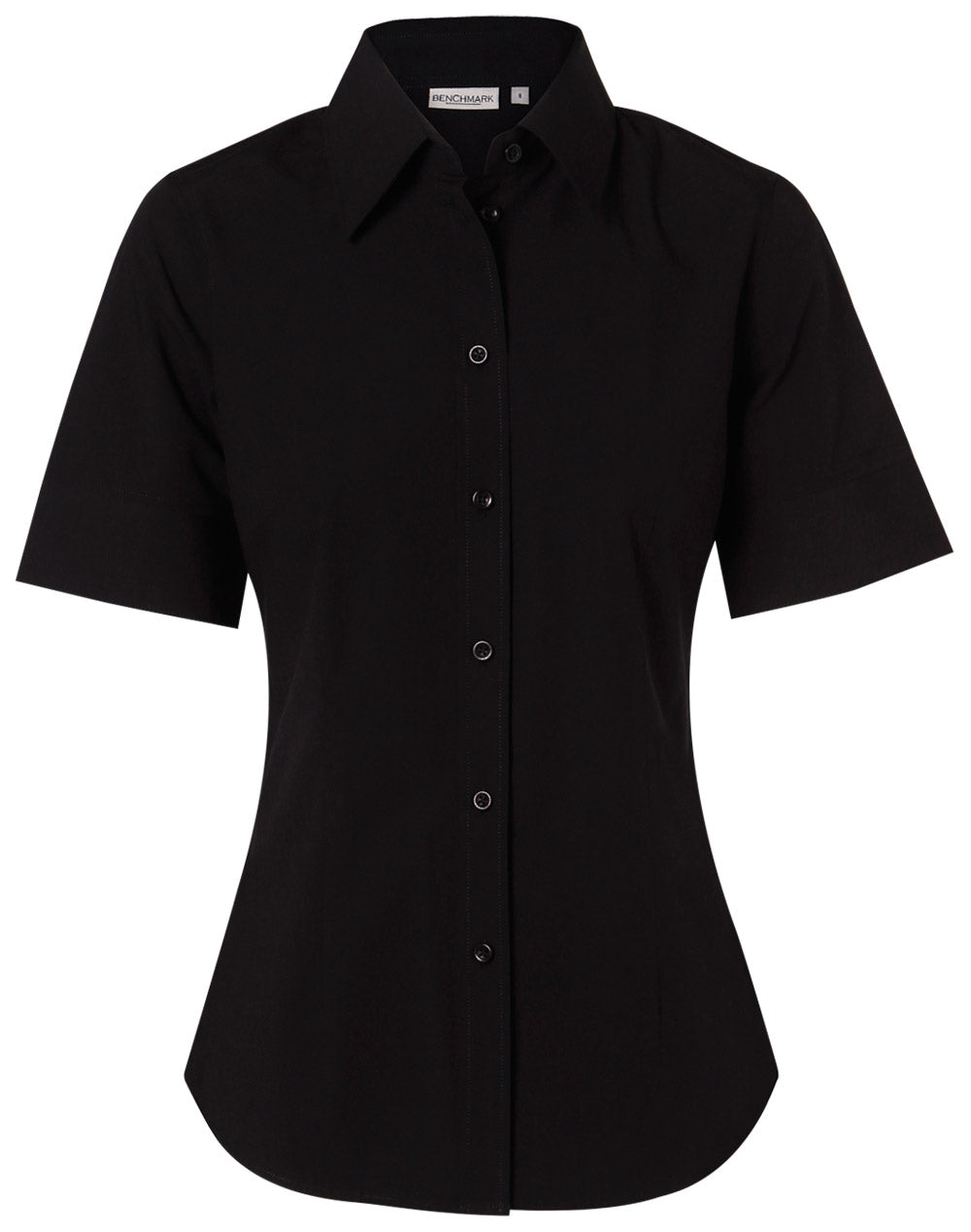 Women's Cotton/Poly Stretch S/S Shirt - Black