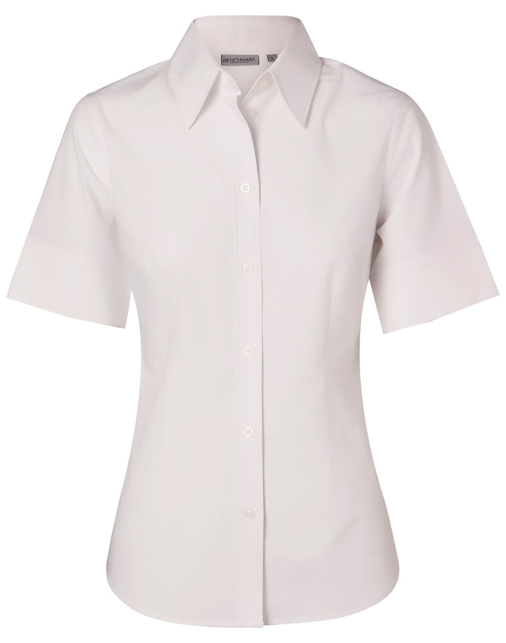 Women's Cotton/Poly Stretch S/S Shirt - White