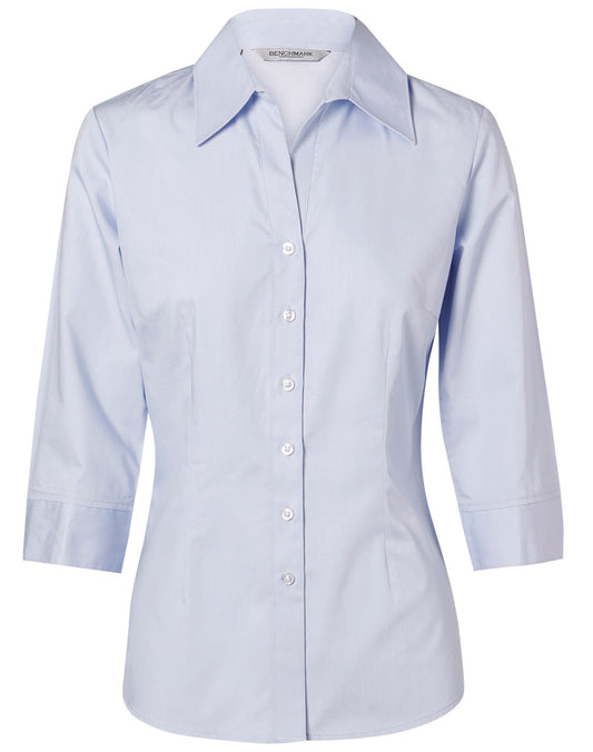 Women's Fine Twill 3/4 Sleeve Shirt - Blue