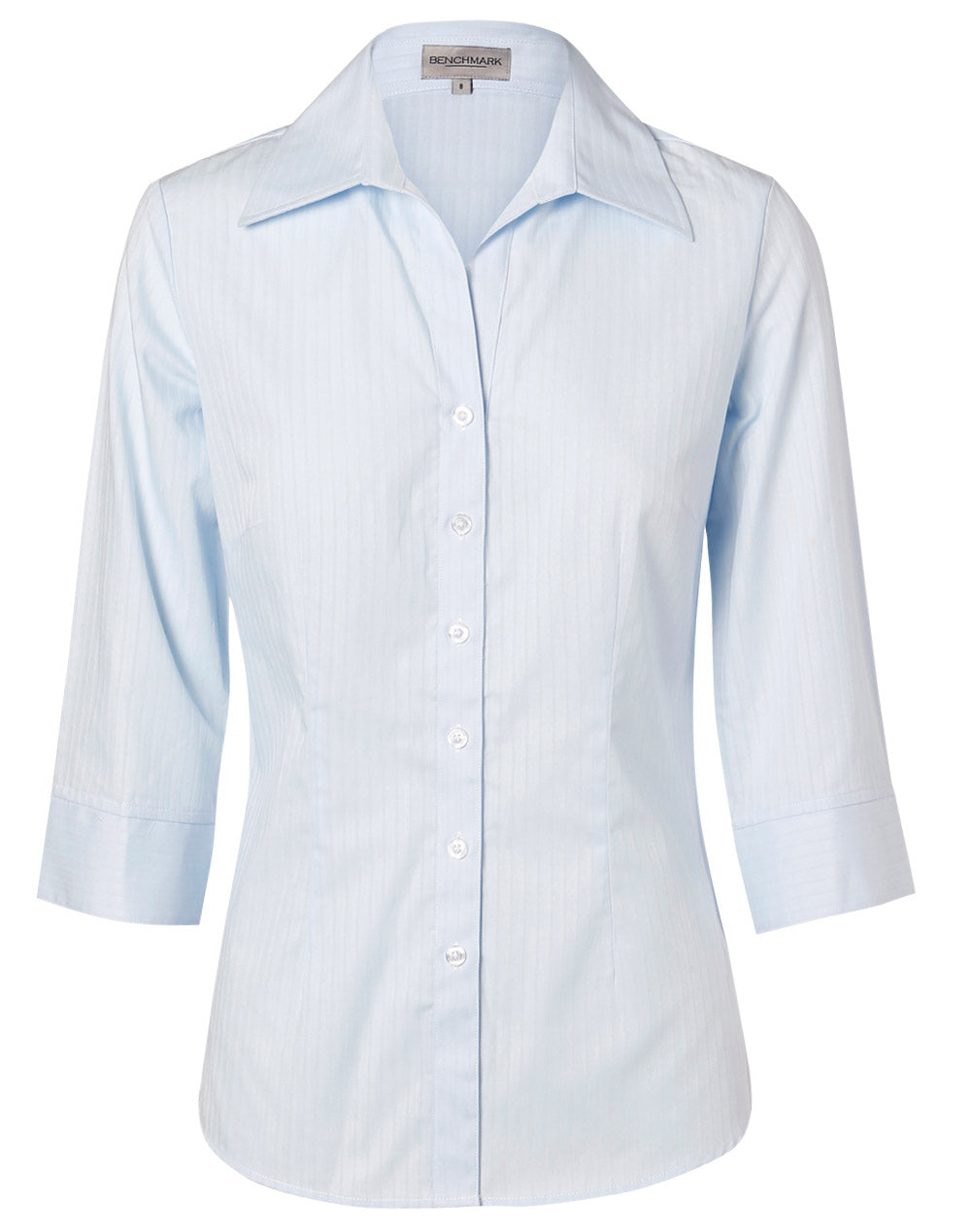 Women's Self Stripe 3/4 Sleeve Shirt - Pale Blue