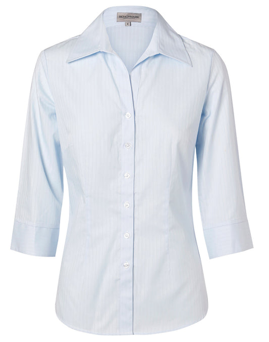 Women's Self Stripe 3/4 Sleeve Shirt - Pale Blue
