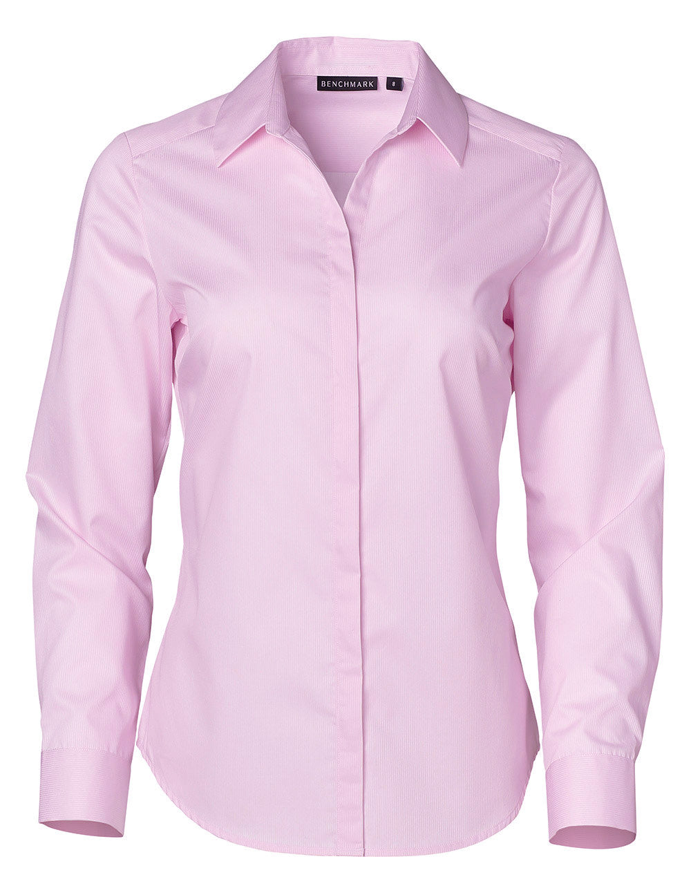 Ladies' Dobby Striped Taped L/S Shirt - Soft Pink