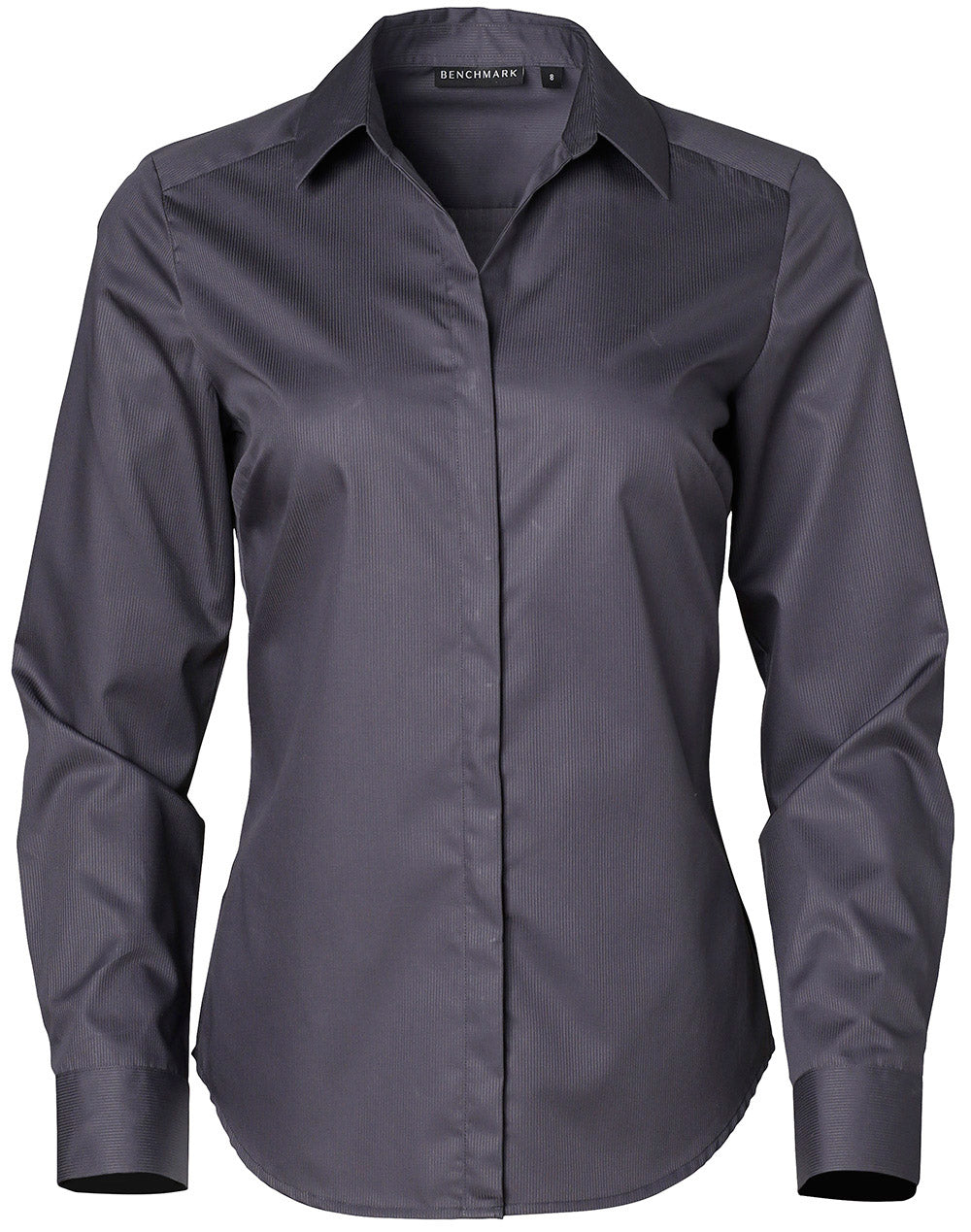Ladies' Dobby Striped Taped L/S Shirt - Storm Grey