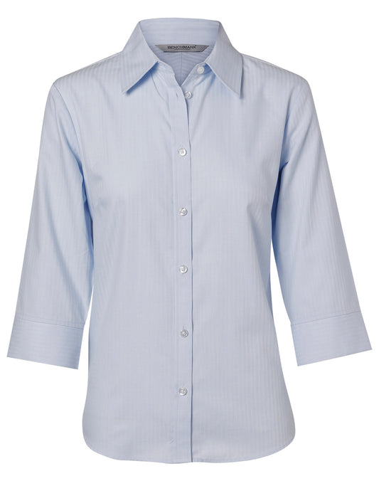 Women's Mini Herringbone 3/4 Sleeve Shirt - Pale Blue