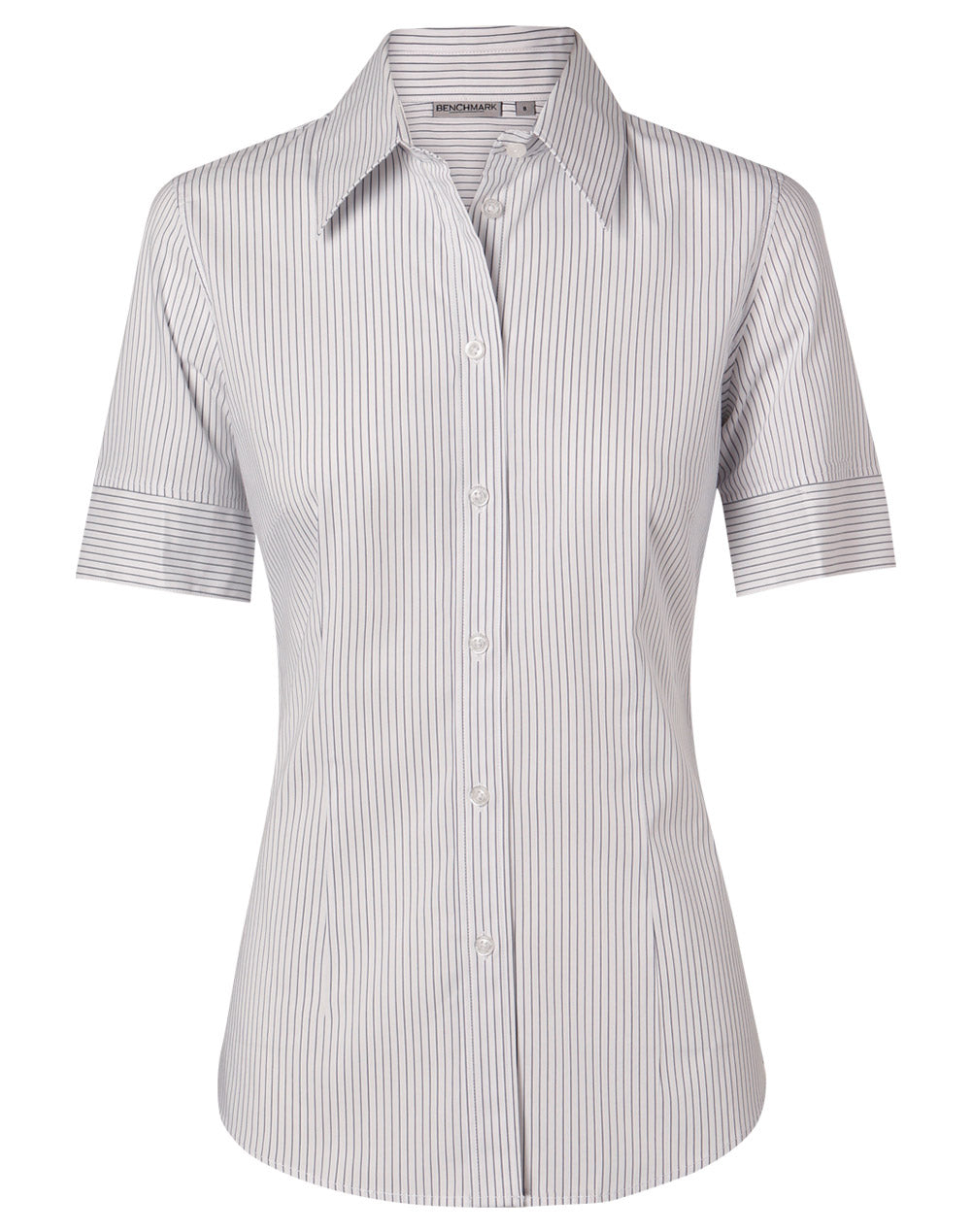 Women's Ticking Stripe S/S Shirt - White/Grey