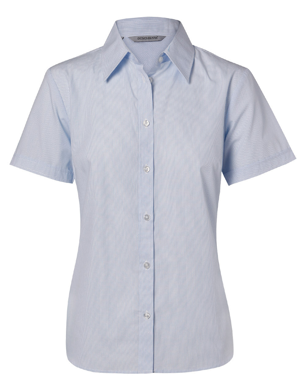 Women's Fine Stripe S/S Shirt - Pale Blue