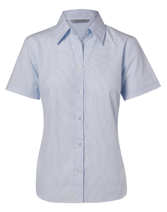 Women's Fine Stripe S/S Shirt - Pale Blue