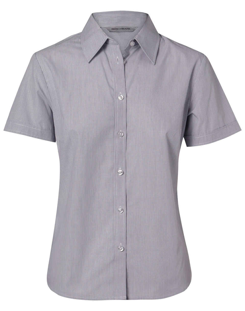 Women's Fine Stripe S/S Shirt - Silver Grey