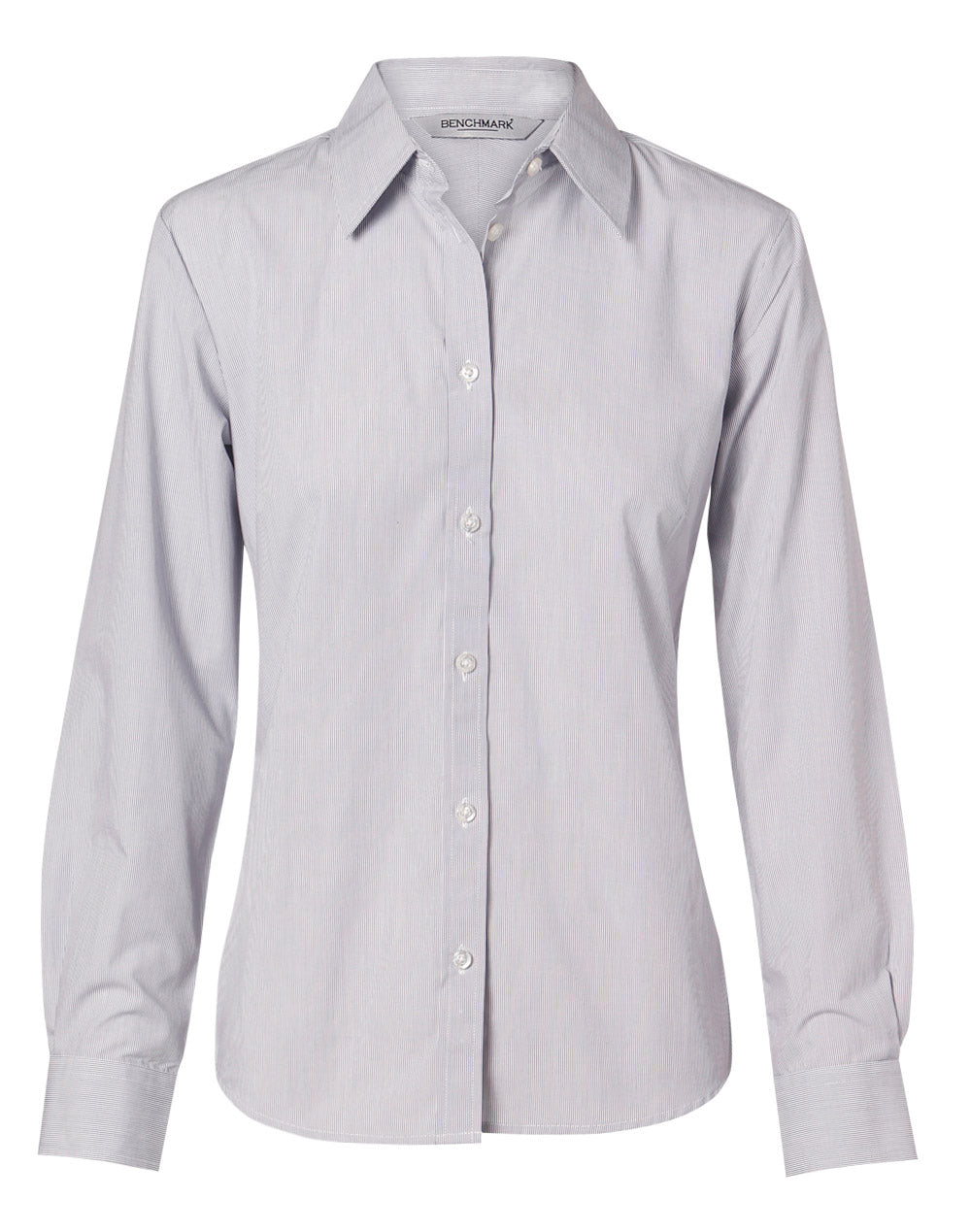 Women's Fine Stripe Long Sleeve Shirt - Silver Grey