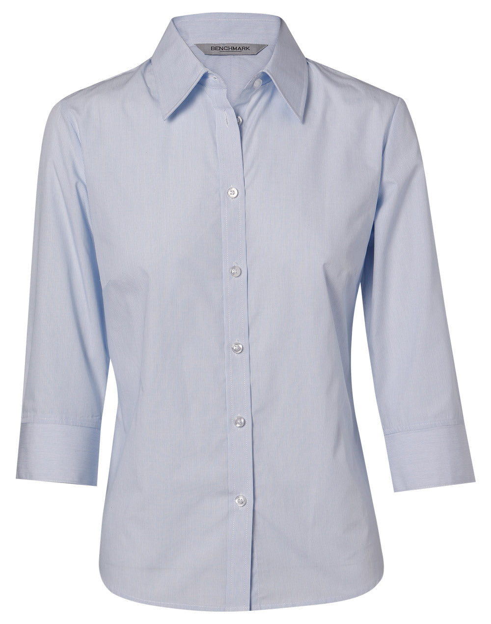 Women's Fine Stripe 3/4 Sleeve Shirt - Pale Blue