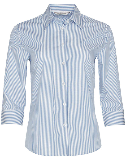 Women's Balance Stripe 3/4 Sleeve Shirt - Blue/White