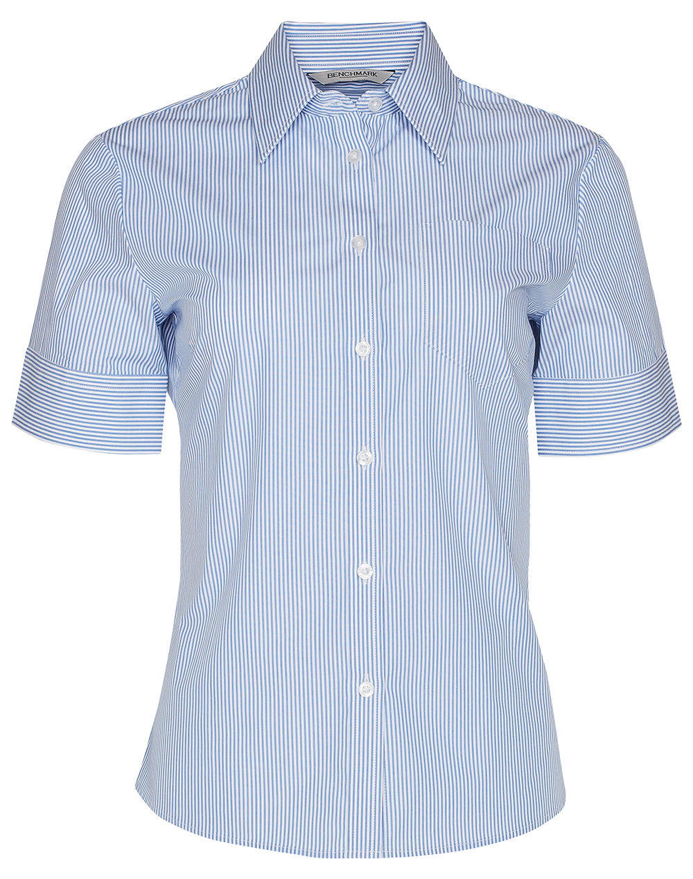 Women's Balance Stripe Short Sleeve Shirt - Blue/White