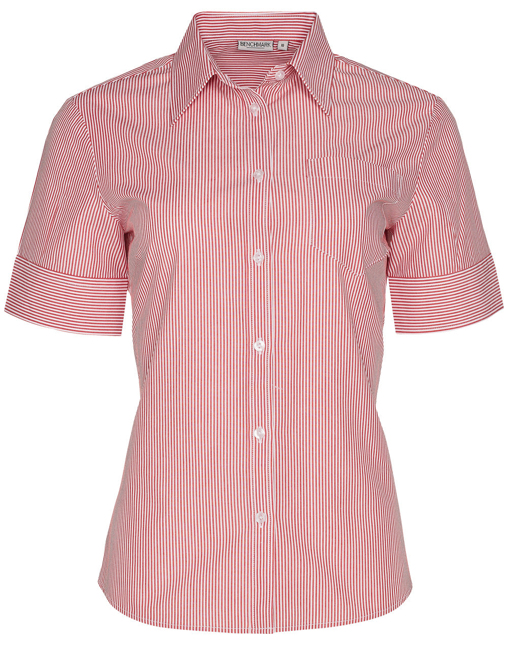 Women's Balance Stripe Short Sleeve Shirt - Red/White
