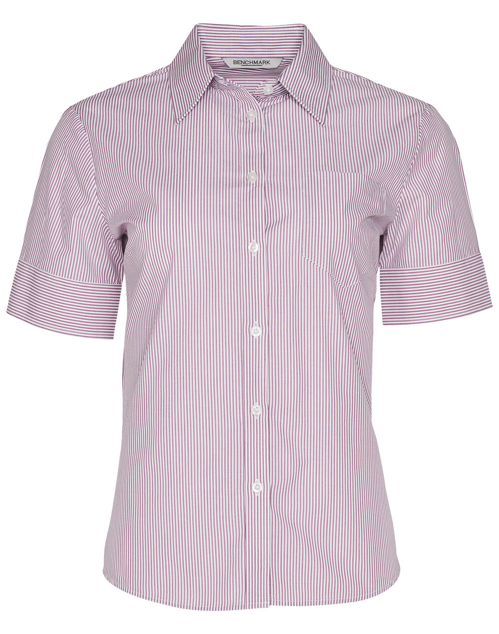 Women's Balance Stripe Short Sleeve Shirt - Violet/White