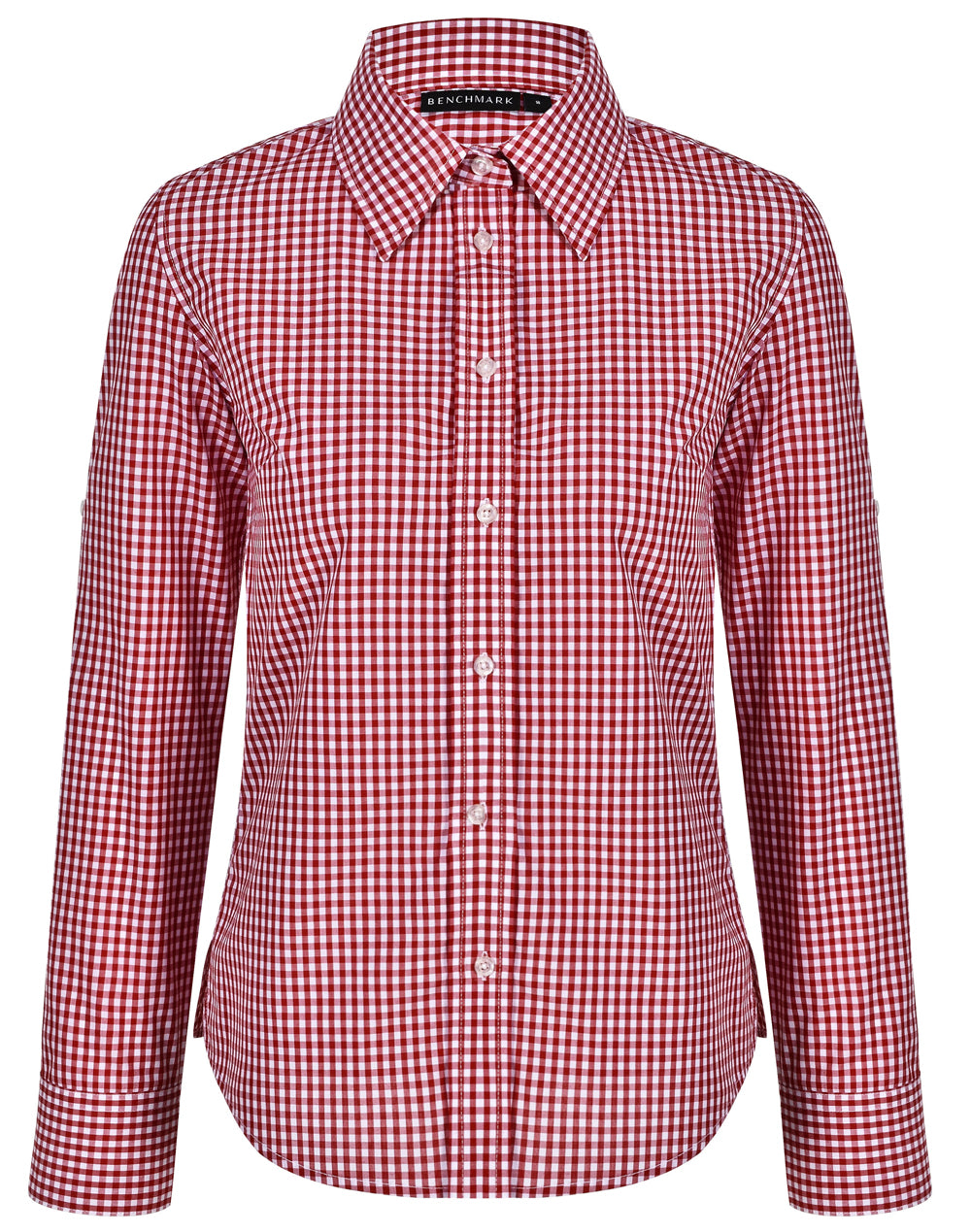 Women's Gingham Check Roll-up L/S Shirt - Red/White