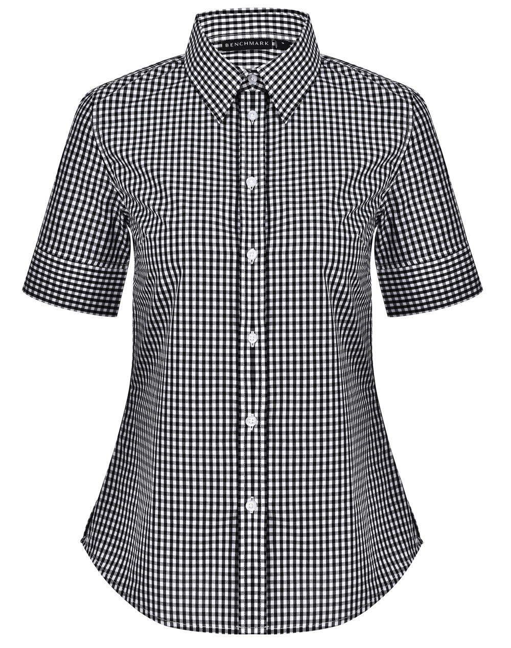 Women's Gingham Check S/S Shirt - Black/White