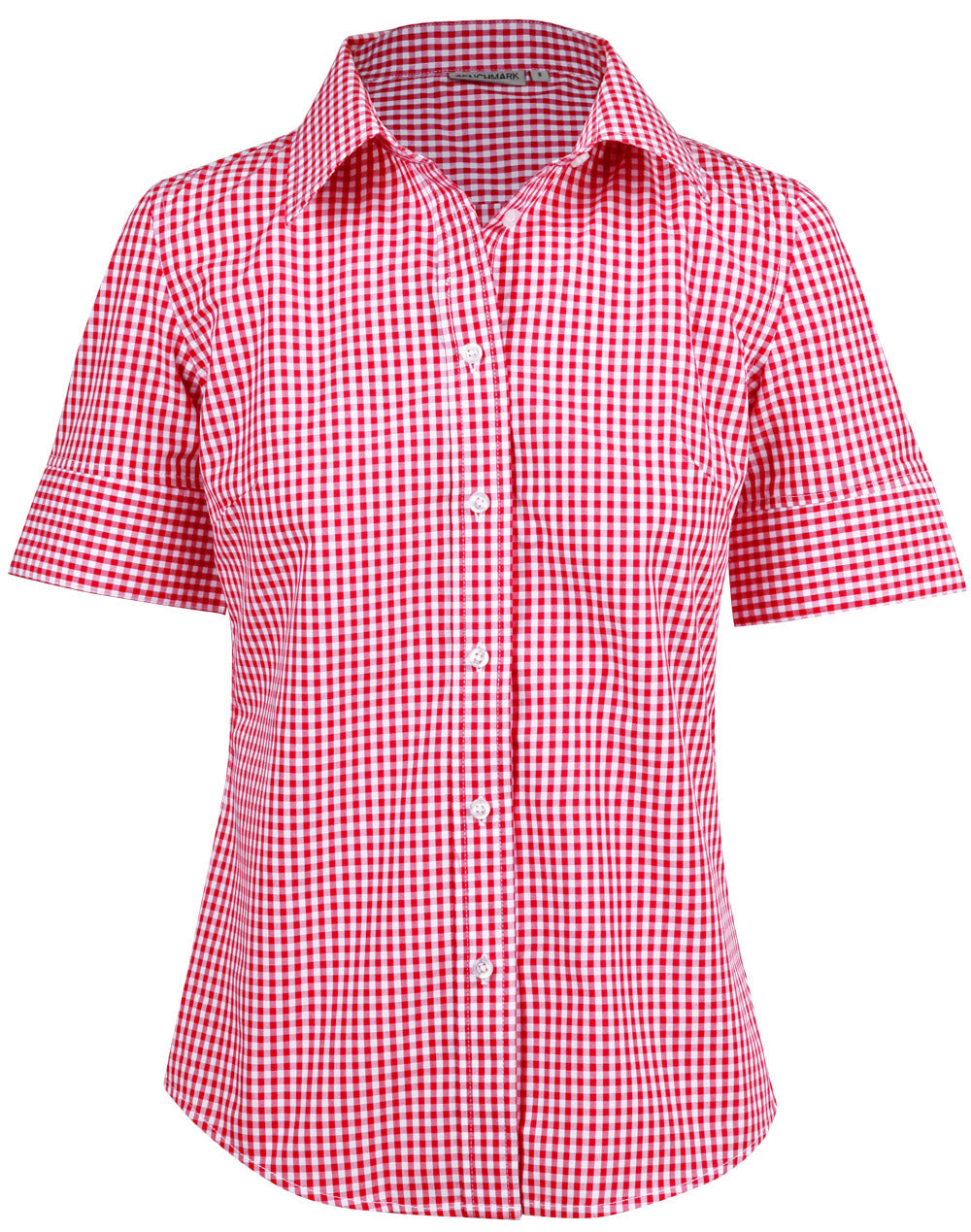 Women's Gingham Check S/S Shirt - Red/White