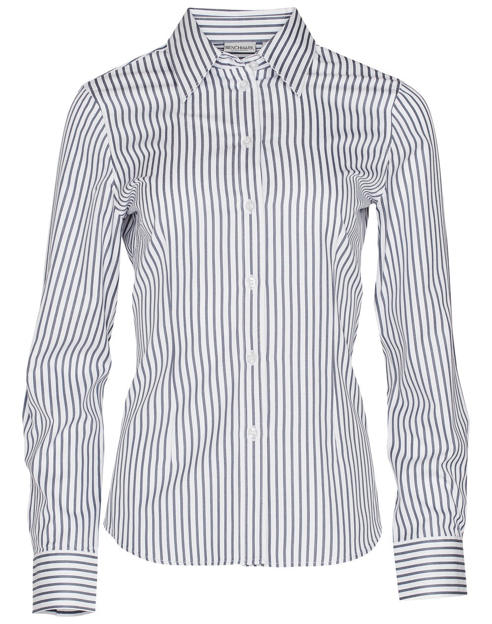 Women's Sateen Stripe L/S Shirt - White/Grey