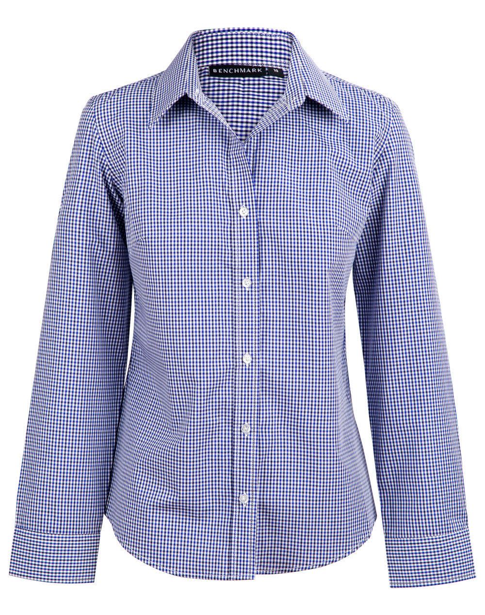 Ladies' Two Tone Check L/S Shirt - Black/White/Navy