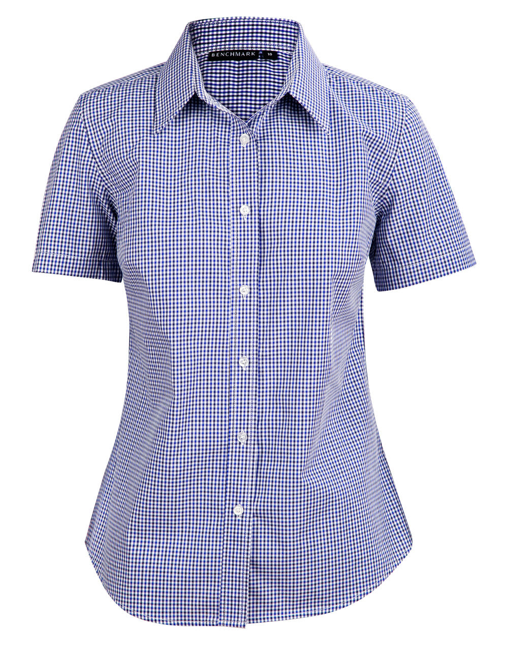 Ladies' Two Tone Check S/S Shirt - Black/White/Navy