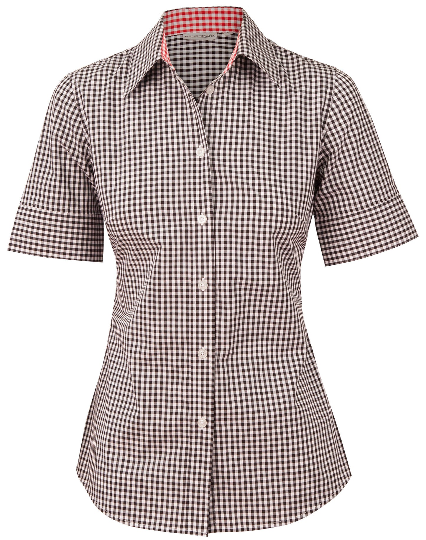 Women's Gingham Check S/S Shirt - Black/White