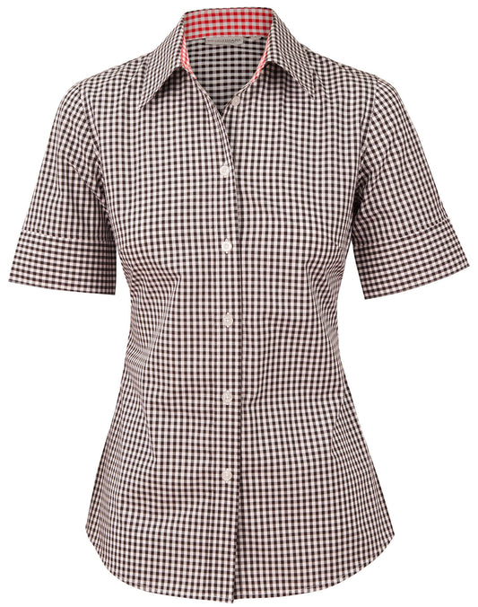 Women's Gingham Check S/S Shirt - Black/White