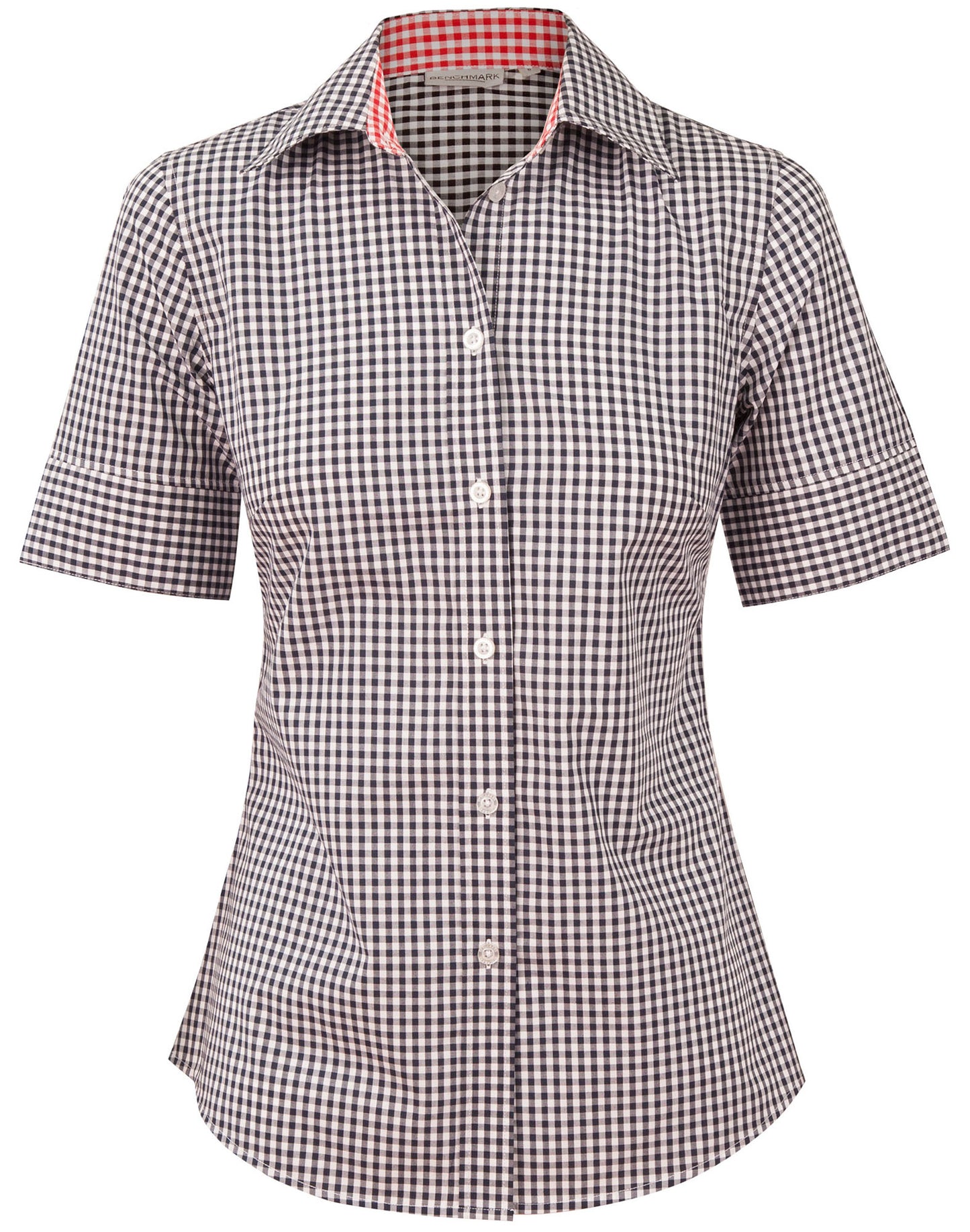 Women's Gingham Check S/S Shirt - Navy/White