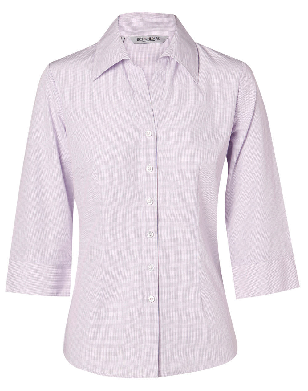 Women's Mini Check 3/4 Sleeve Shirt - Lilac