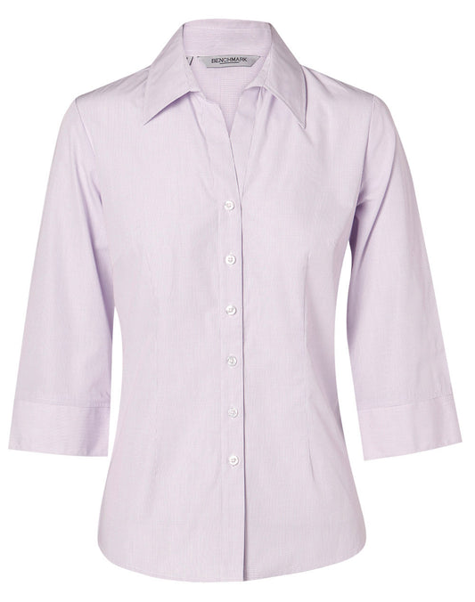 Women's Mini Check 3/4 Sleeve Shirt - Lilac